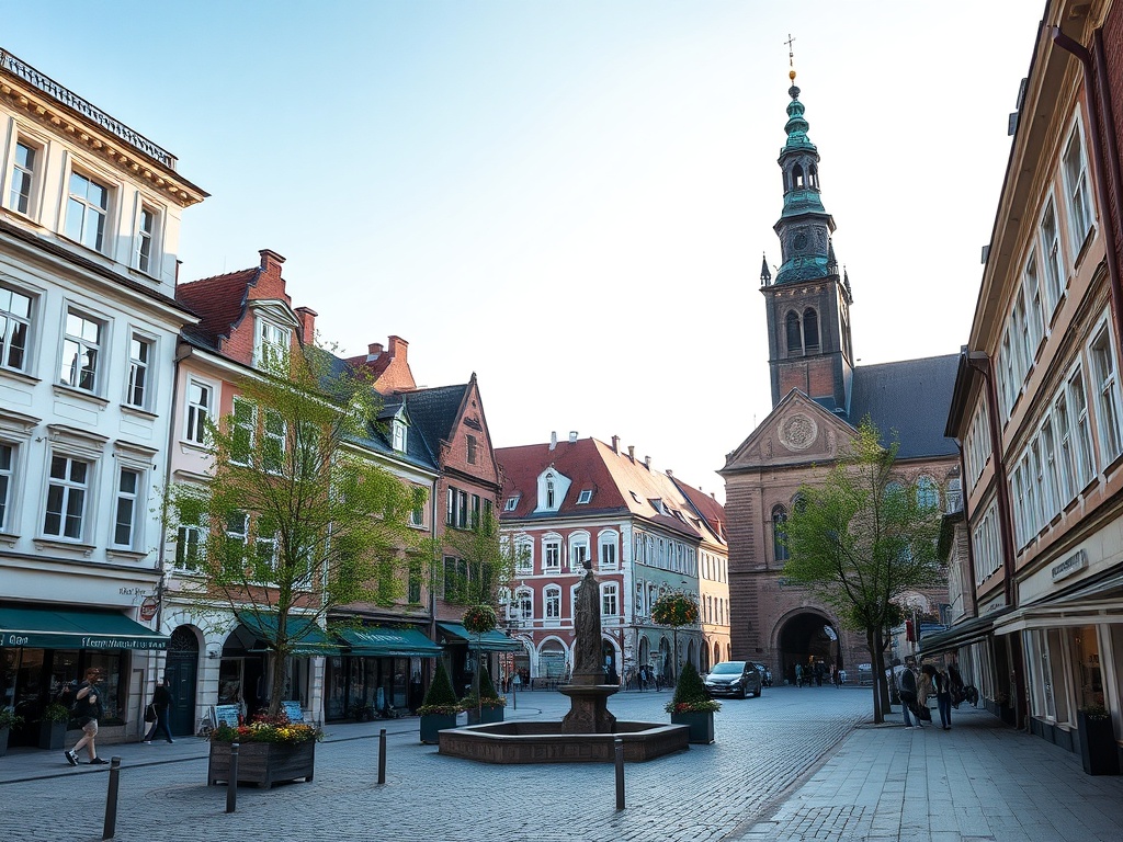 Mapa Skierniewic z zaznaczonymi punktami infrastruktury usługowej, analiza infrastruktury usługowej Skierniewice